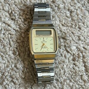 Waltham women’s vintage two tone alarm chronograph bracelet watch one size 7.5in